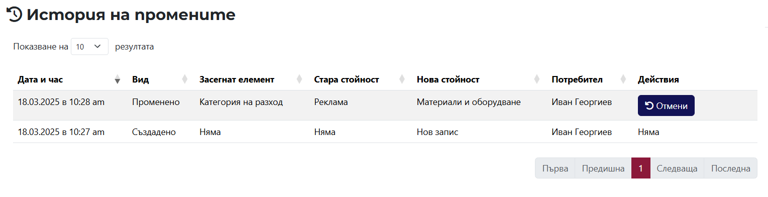 Expense View Page History Tab