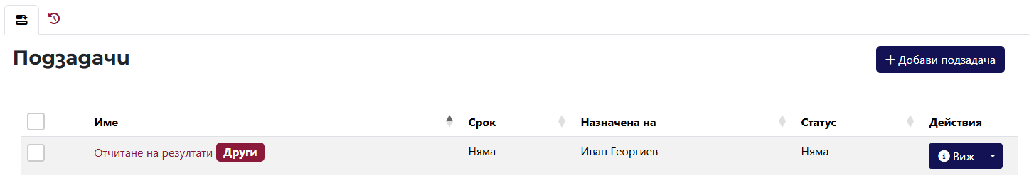 Subtasks Tab